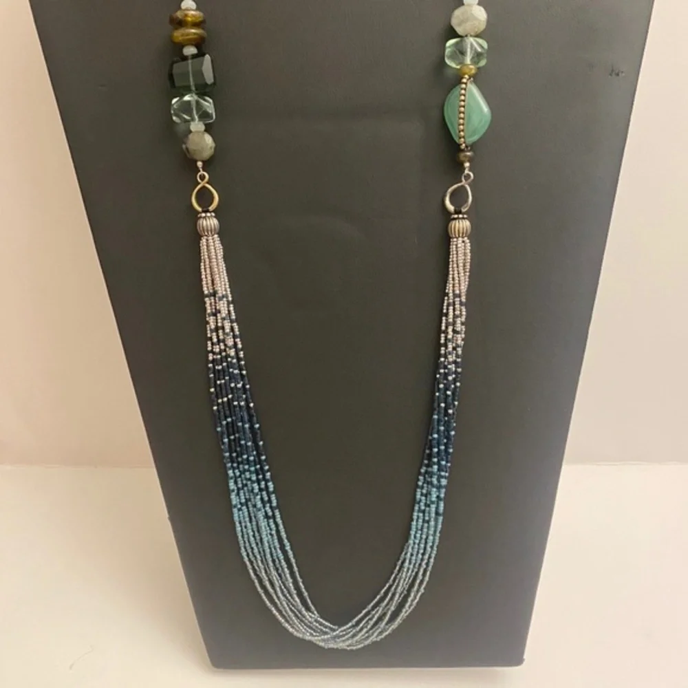 Silpada Retired Multi-Stone Seed Bead Sterling Necklace N2069